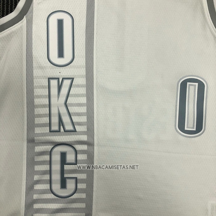 Camiseta Oklahoma City Thunder Russell Westbrook NO 0 Ciudad 2021-22 Blanco